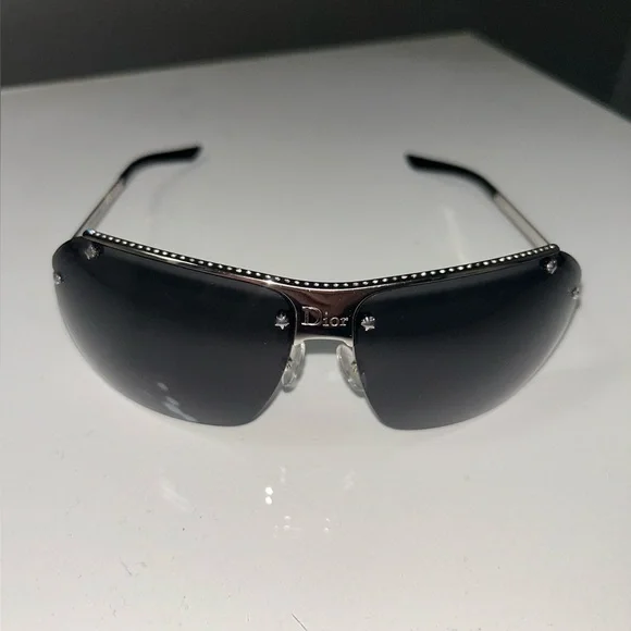 Vintage Dior Star Studded Black Sunglasses w original Dior box & cloth